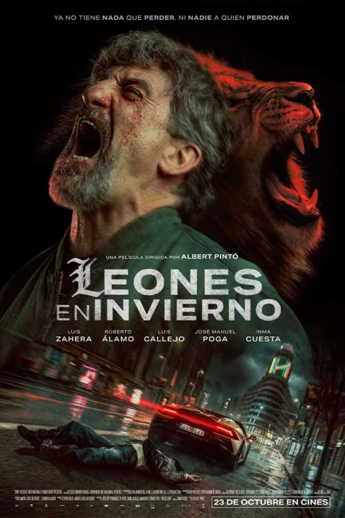 Cartel de Leones en invierno